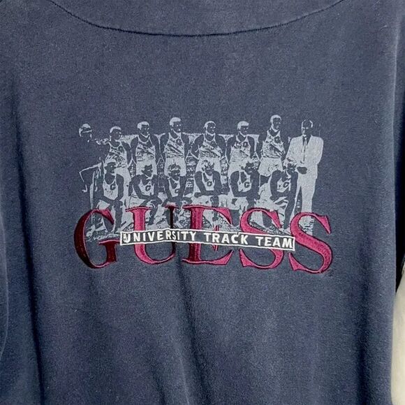 Vintage Guess Varsity Blue Jacket Men’s Embroidered Logo Snap - Picture 5 of 11